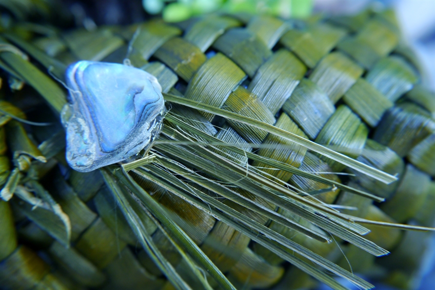 Flax weaving and paua