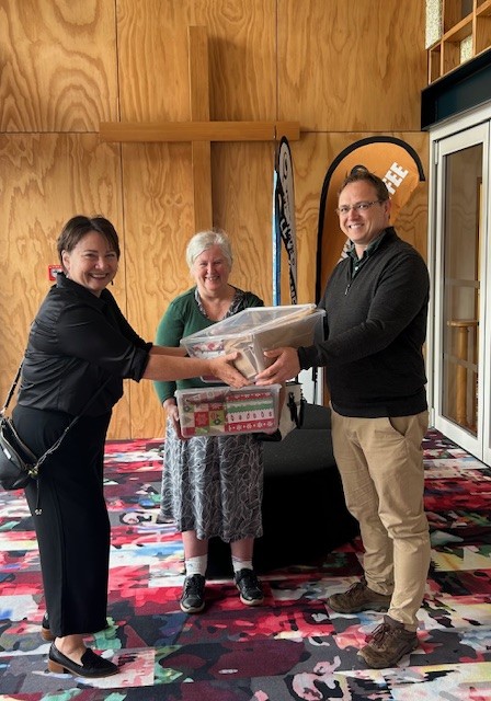 Xmas gifts Rev Luke Blackbeard, JOy and Rae Nov 2023